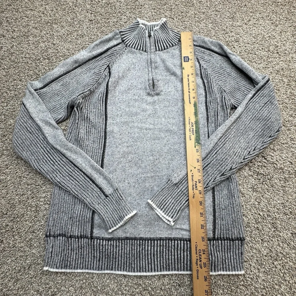 BKE Standard Fit Cotton Sweater 1/4 Zip Mock Neck‎ Acid Washed Gray Mens Medium